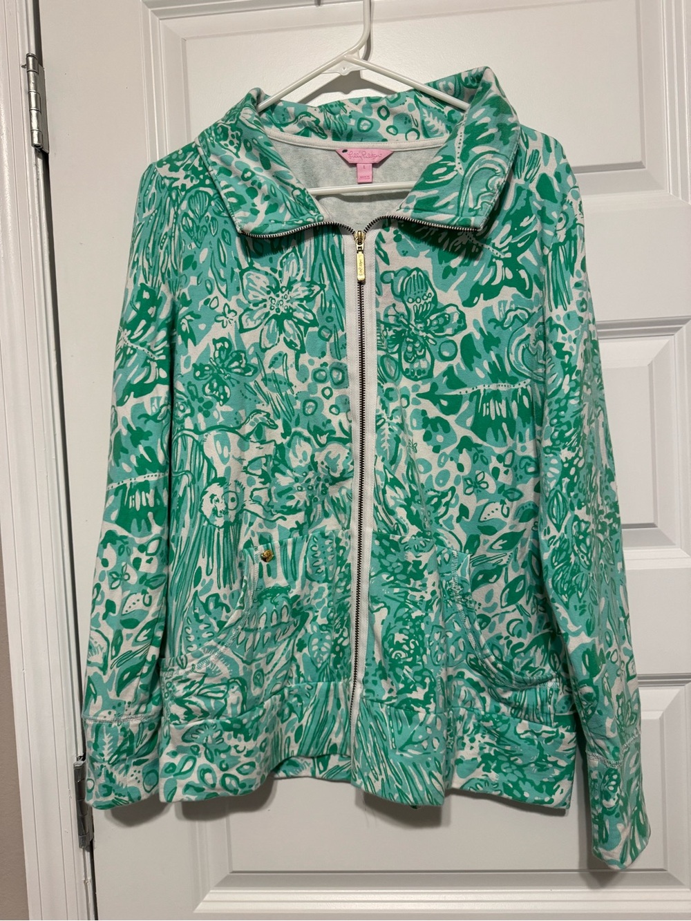 Lilly Pulitzer Leona Bungle in the Jungle Full Zip Hoodie Jacket Size Large